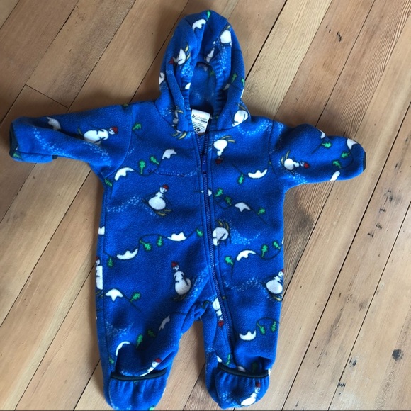 Columbia infant 0-6M winter snow one piece skiing snowman blue romper snow suit - Picture 8 of 8